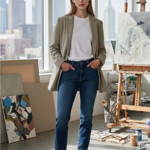 Zara Olive Brown Women's Linen Blazer